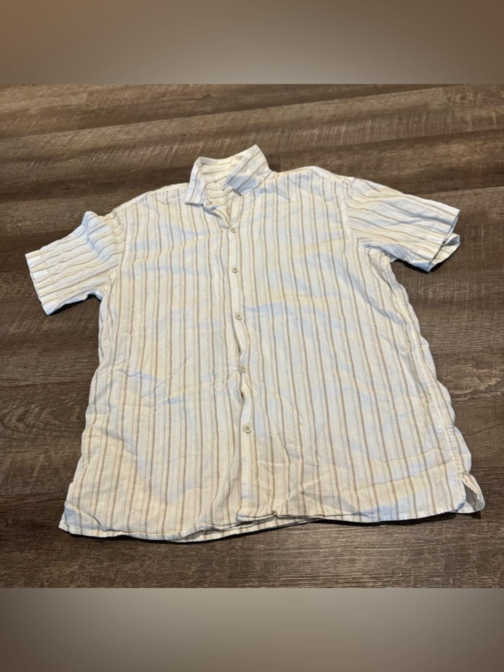 Zara Striped Linen Blend Button Down T Shirt